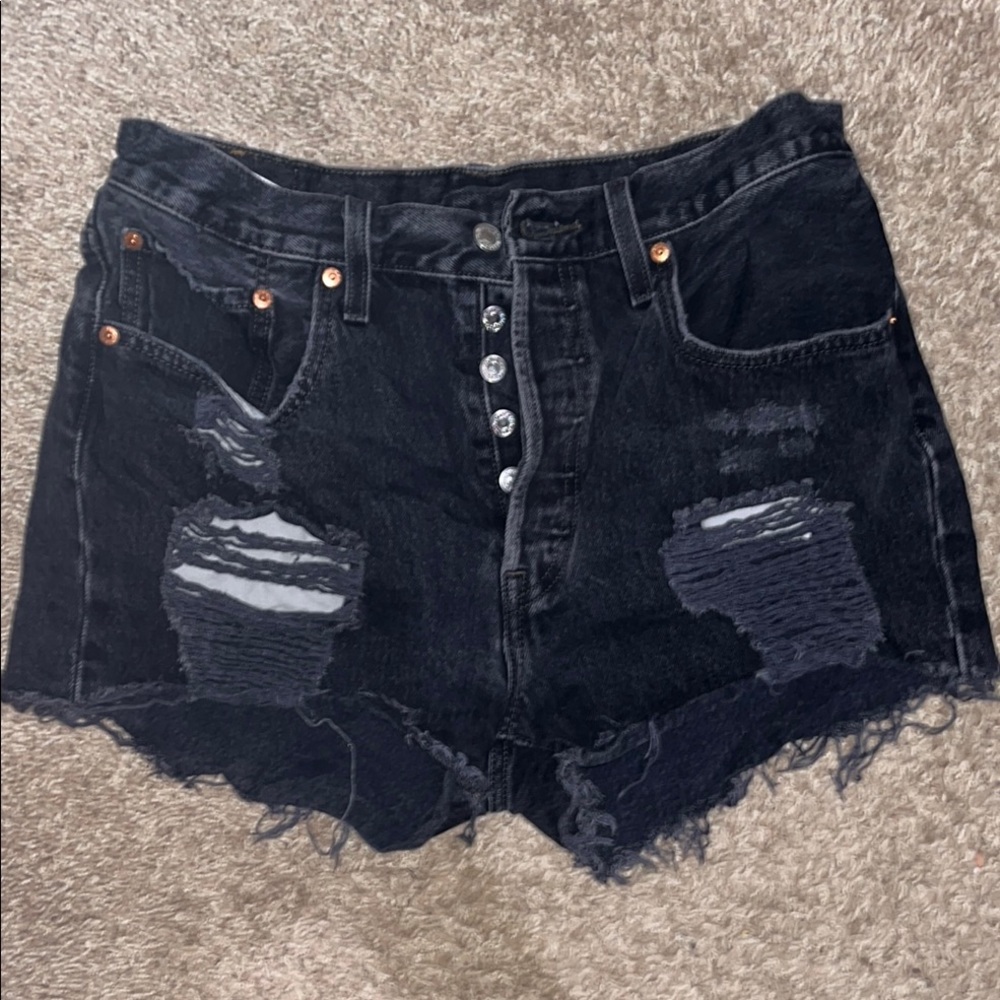 Levi's Black Distressed Jean Shorts